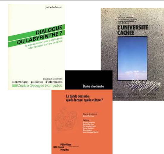 Trois couvertures d'ouvrages publiés aux éditions de la bibliothèque du Centre Pomidou 