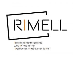 Logo du réseau de Recherches interdisciplinaires sur la muséalisation et l’exposition de la littérature et du livre (Rimell).