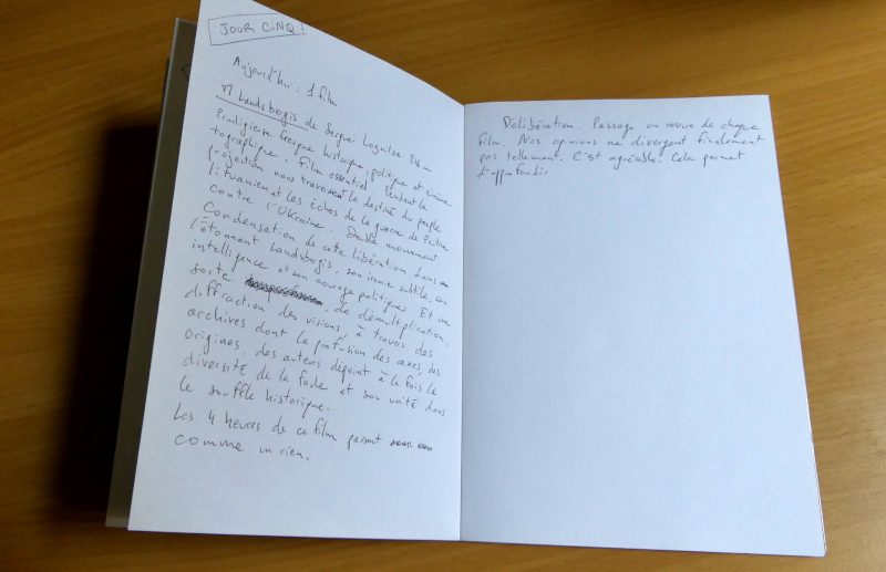 Page d'un carnet du jury