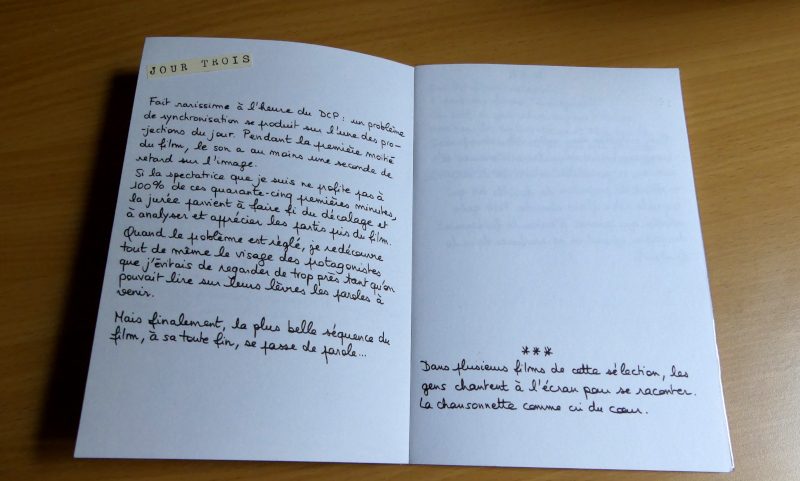 Page d'un carnet du jury