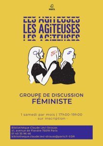 Affiche annonçant les réunions mensuelles du club Les Agiteuses