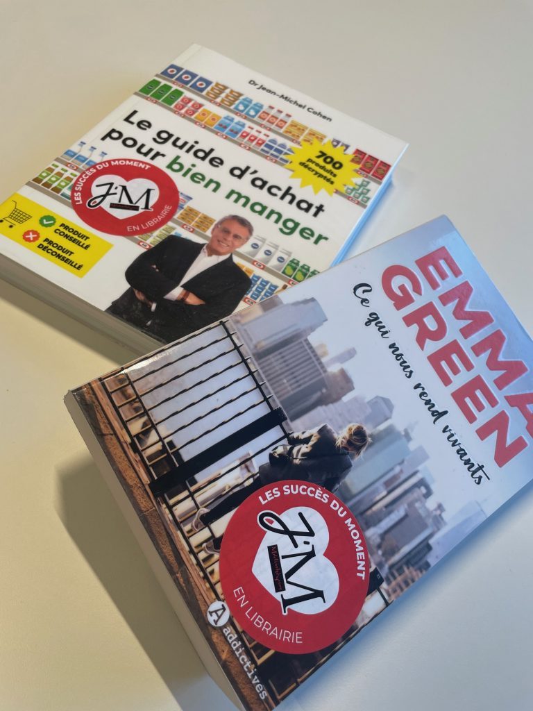 Etiquette “Les succès du moment en librairie” pour le fonds “Meilleures ventes”.