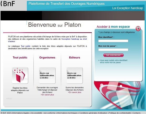 Page d'accueil de la plateforme PLATON
