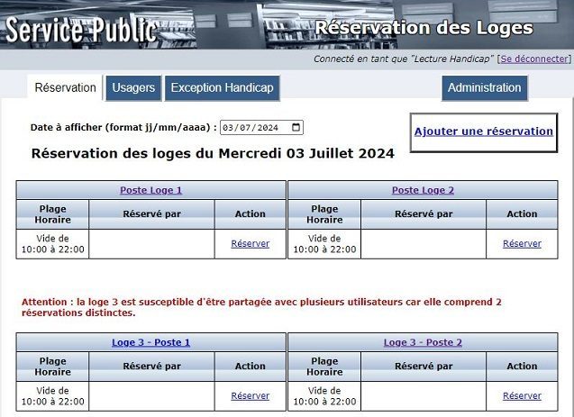 Page d'accueil du logiciel Resaloges