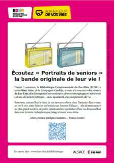 Flyer encadré de rose pour inviter le public à découvrir le webdoc sur les seniors